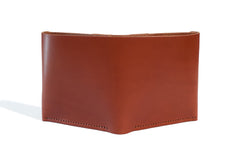 One Piece English Bridle Leather Bifold Wallet Chestnut Outside
