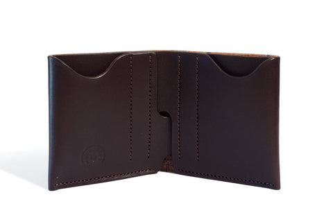 One Piece English Bridle Leather Bifold Wallet (Dark Brown)