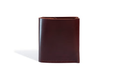 One Piece Shell Cordovan Leather Bifold Wallet Oil Burgundy Folded