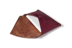 One Piece English Bridle Leather Business Card Case (Burgundy) Action