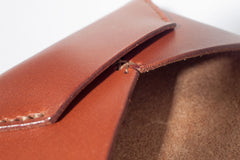 One Piece English Bridle Leather Business Card Case (Chestnut) Close Up