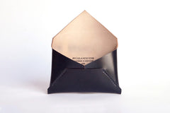 One Piece Shell Cordovan Leather Business Card Case (Navy) Inside