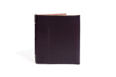 One Piece English Bridle Leather Money Clip Wallet Dark Brown Folded
