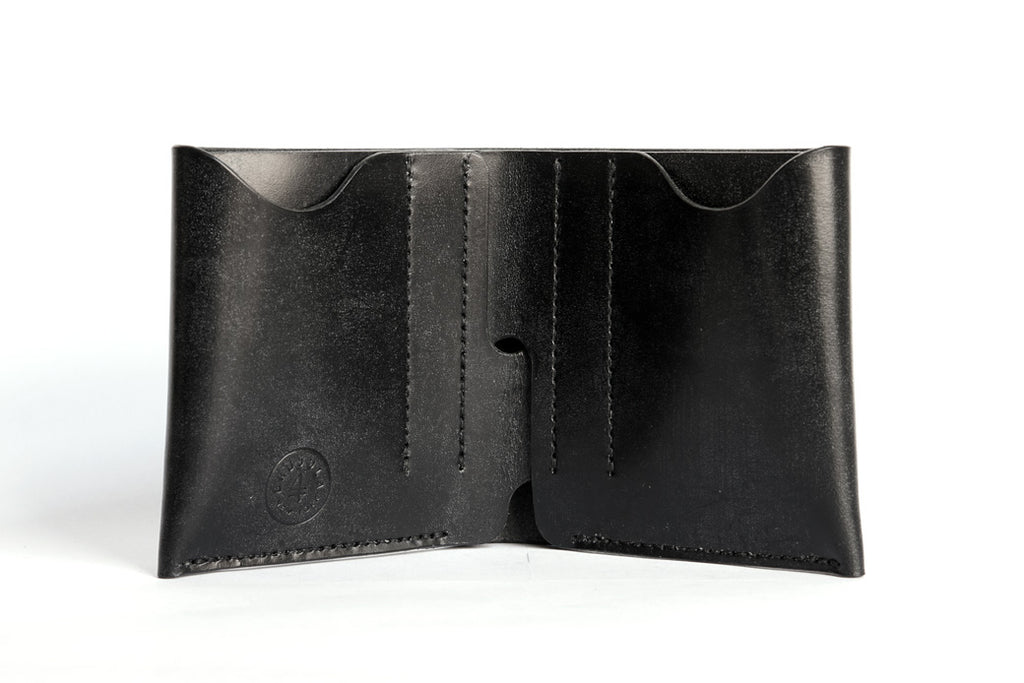 One Piece J&E Sedgwick English Bridle Leather Bifold Wallet Black Inside
