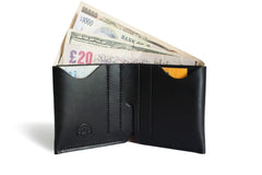 One Piece English Bridle Leather Bifold Wallet Black Action