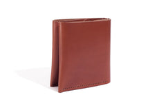 One Piece English Bridle Leather Bifold Wallet Chestnut Folded