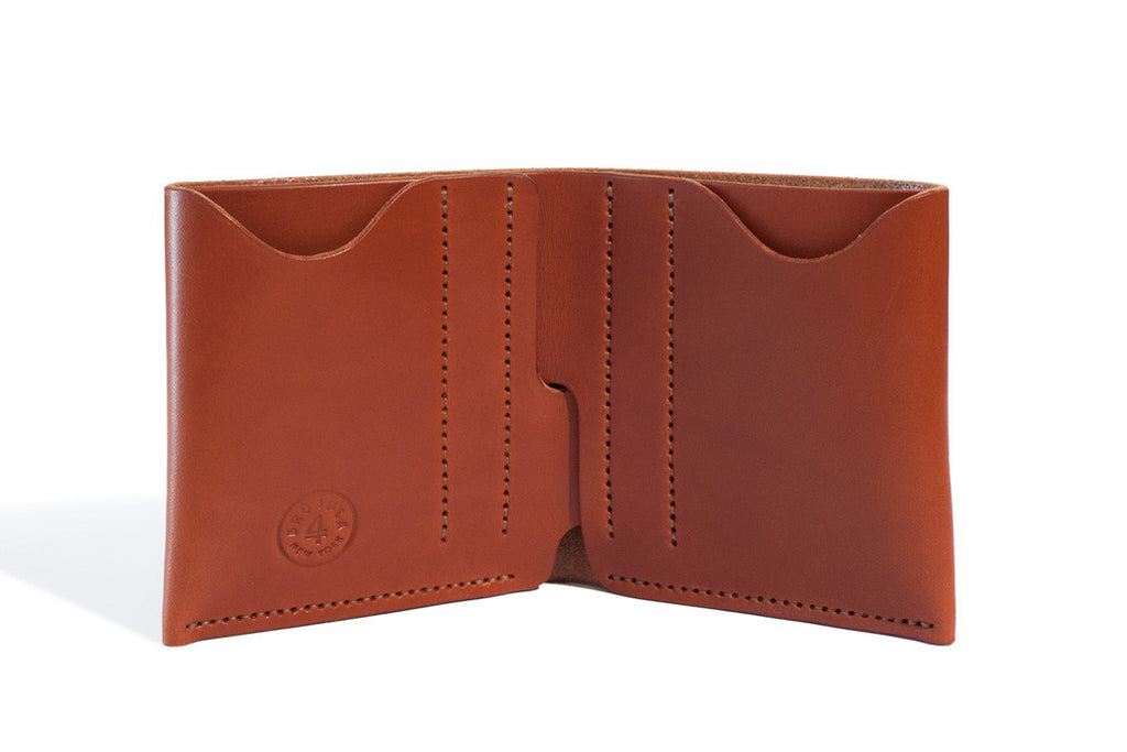 One Piece English Bridle Leather Bifold Wallet Chestnut Inside