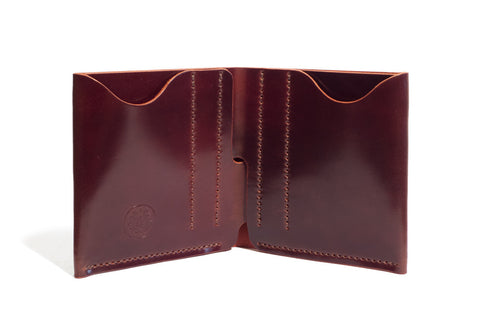 One Piece Shell Cordovan Leather Bifold Wallet - (Oil Glazing Antique)