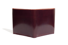 One Piece Shell Cordovan Leather Bifold Wallet Oil Antique Outside