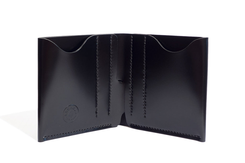 One Piece Shell Cordovan Leather Bifold Wallet - (Black) – Brújula 