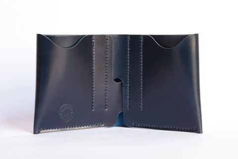 One Piece Shell Cordovan Leather Bifold Wallet - (Oil Glazing Navy)