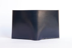 One Piece Shell Cordovan Leather Bifold Wallet Oil Navy Outside