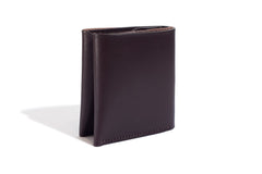 One Piece English Bridle Leather Bifold Wallet Dark Brown Folded