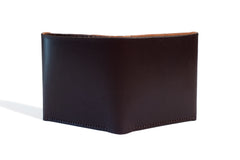 One Piece English Bridle Leather Bifold Wallet Dark Brown Outside