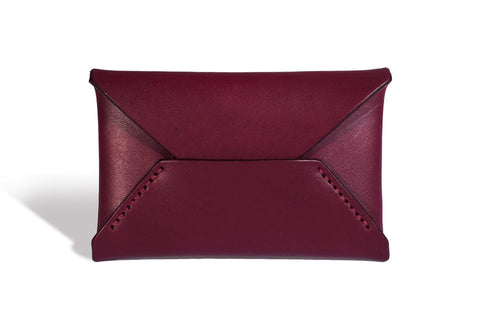One Piece English Bridle Leather Business Card Case (Burgundy)