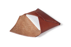 One Piece English Bridle Leather Business Card Case (Chestnut) Action