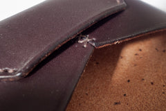 One Piece English Bridle Leather Business Card Case (Dark Brown) Close Up