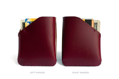 One Piece English Bridle Leather Card Slot Wallet Burgundy Action 2