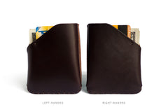 One Piece English Bridle Leather Card Slot Wallet Dark Brown Action 2