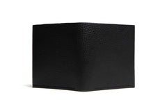 One Piece Leather Bifold Wallet Black Ouside