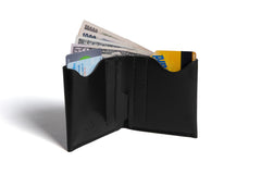 One Piece Shell Cordovan Leather Bifold Wallet Oil Glazing Black Action