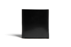 One Piece Shell Cordovan Leather Bifold Wallet Oil Glazing Black Folded