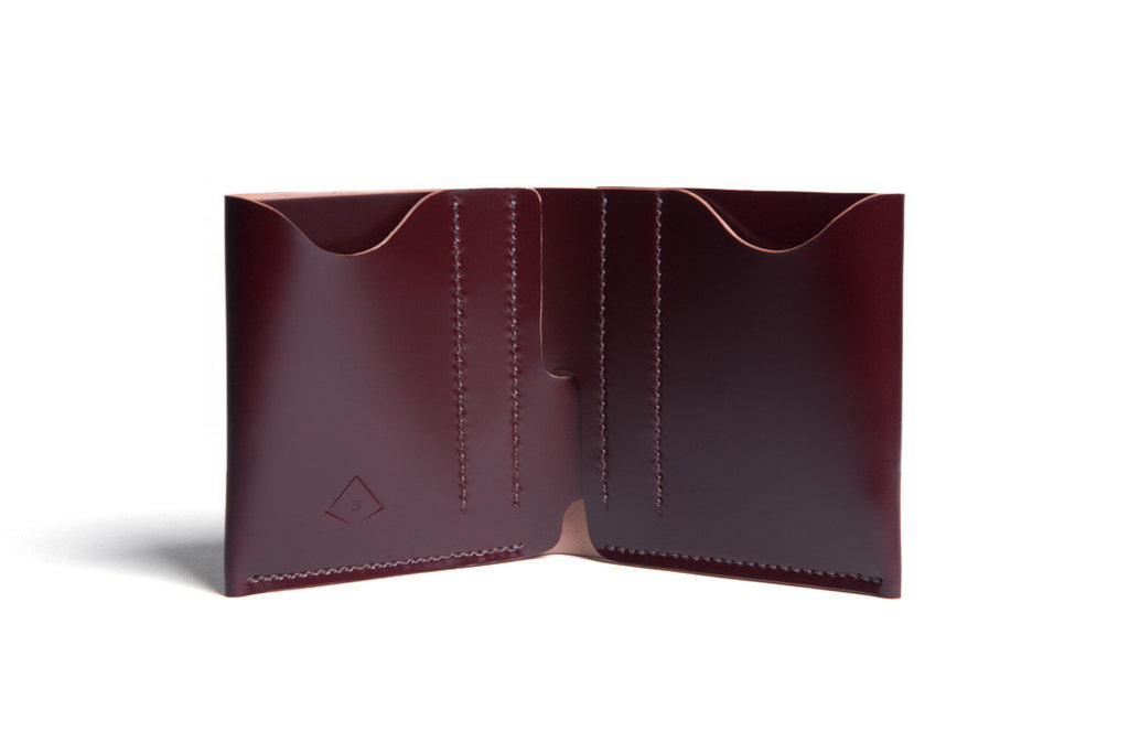 One Piece Shell Cordovan Leather Bifold Wallet Choco Inside